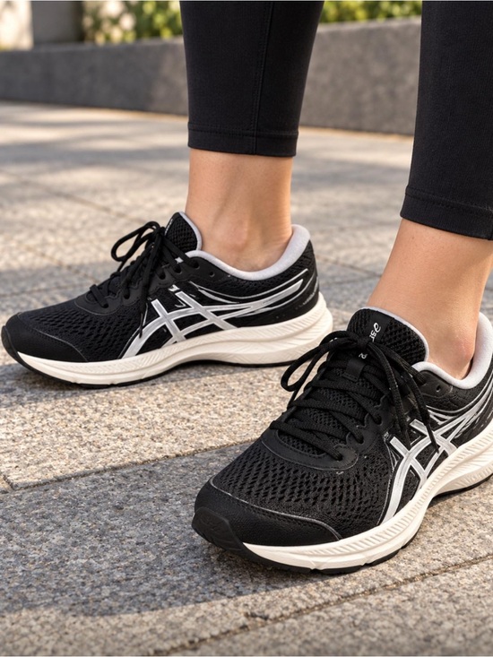 Asics Shoes - Asics Black and White Women's Running Sneakers - Supportive Mesh Design